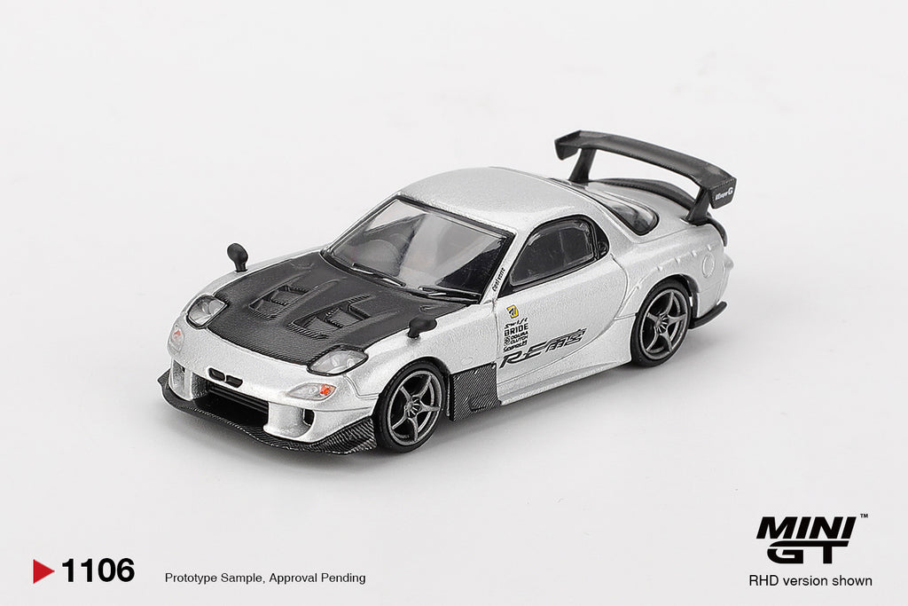 Mini GT 1/64 Mazda RX-7 RE-Amemiya Silver Metallic MGT01106-L Diecast Scale Model