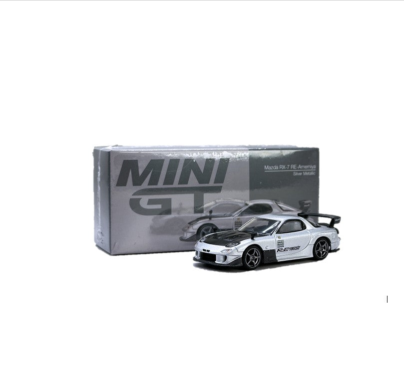Mini GT 1/64 Mazda RX-7 RE-Amemiya Silver Metallic MGT01106-L Diecast Scale Model