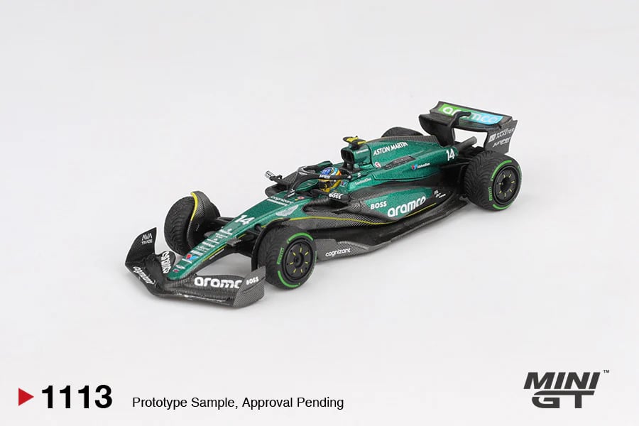 Mini GT 1/64 Aston Martin AMR24 #14 Fernando Alonso 2024 F1 2024 Canadian GP MGT01113-L Diecast Scale Model