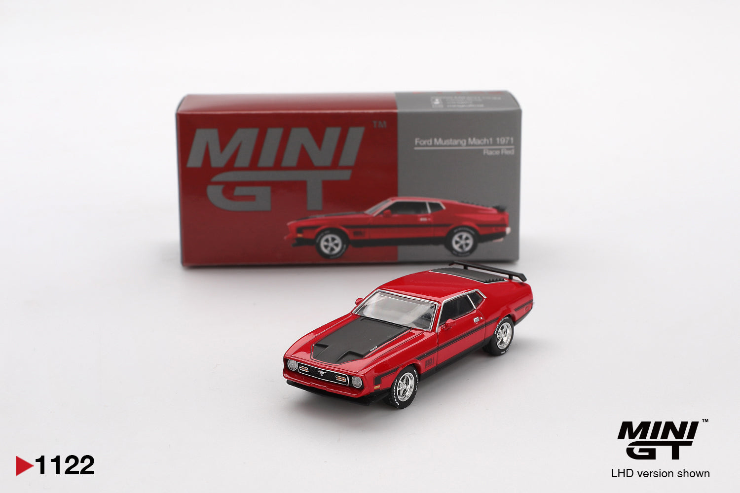 Mini GT 1/64 Ford Mustang Mach1 1971 Race Red MGT01122-L Diecast Scale Model