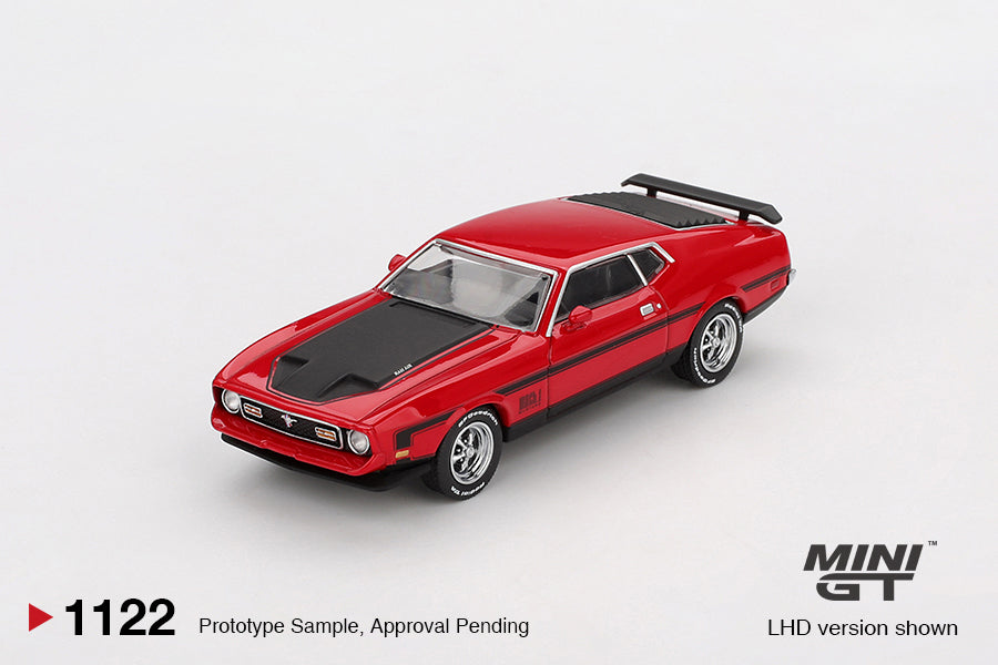 Mini GT 1/64 Ford Mustang Mach1 1971 Race Red MGT01122-L Diecast Scale Model