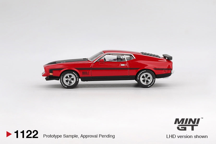 Mini GT 1/64 Ford Mustang Mach1 1971 Race Red MGT01122-L Diecast Scale Model