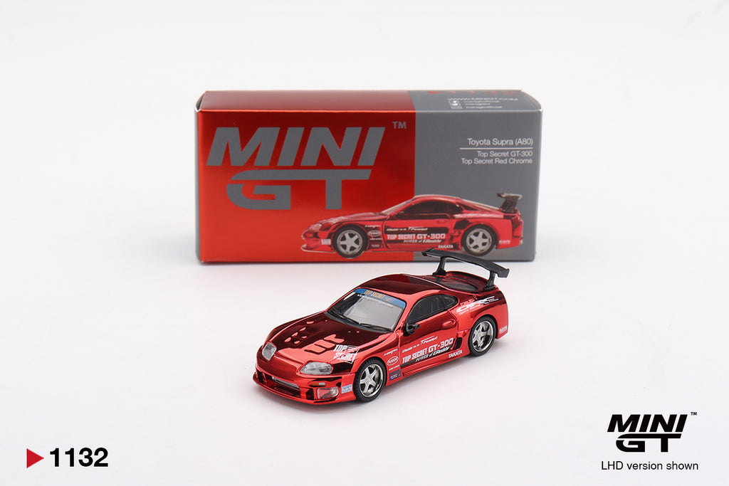 xMini GT 1/64Toyota Supra (A80) Top Secret GT-300 Top Secret Red Chrome MGT01132-L Diecast Scale Model