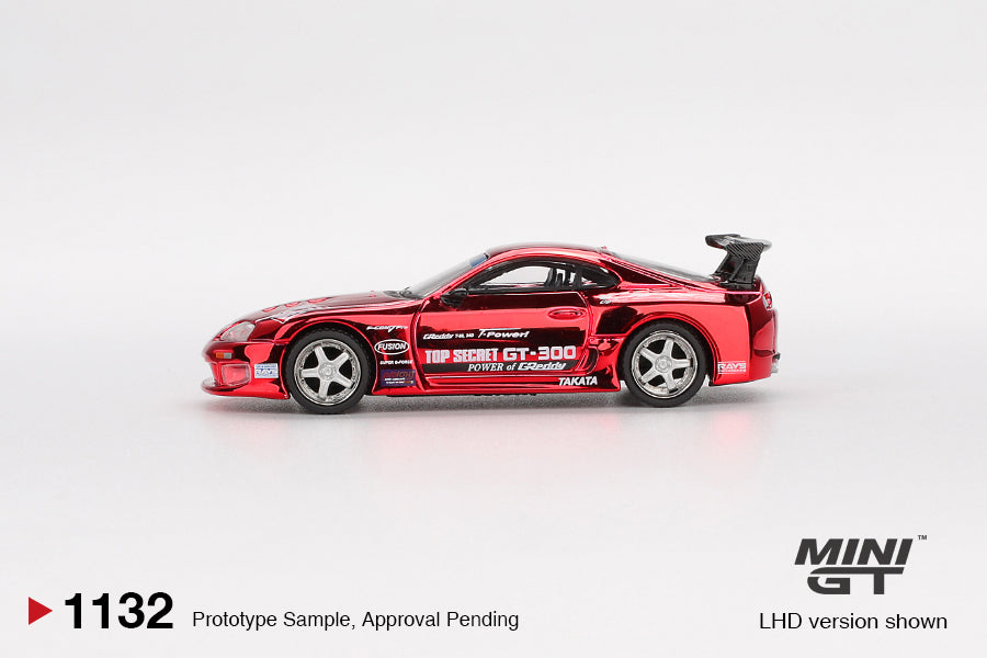 xMini GT 1/64Toyota Supra (A80) Top Secret GT-300 Top Secret Red Chrome MGT01132-L Diecast Scale Model