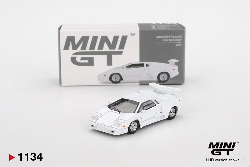 Mini GT 1/64 Lamborghini Countach 25th Anniversary White MGT01134-L Diecast Scale Model