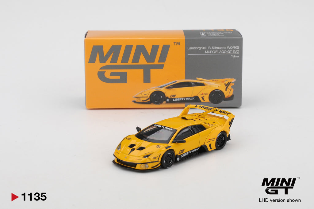 Mini GT 1/64 Lamborghini LB-Silhouette WORKS MURCIELAGO GT Evo Yellow MGT01135-L Diecast Scale Model