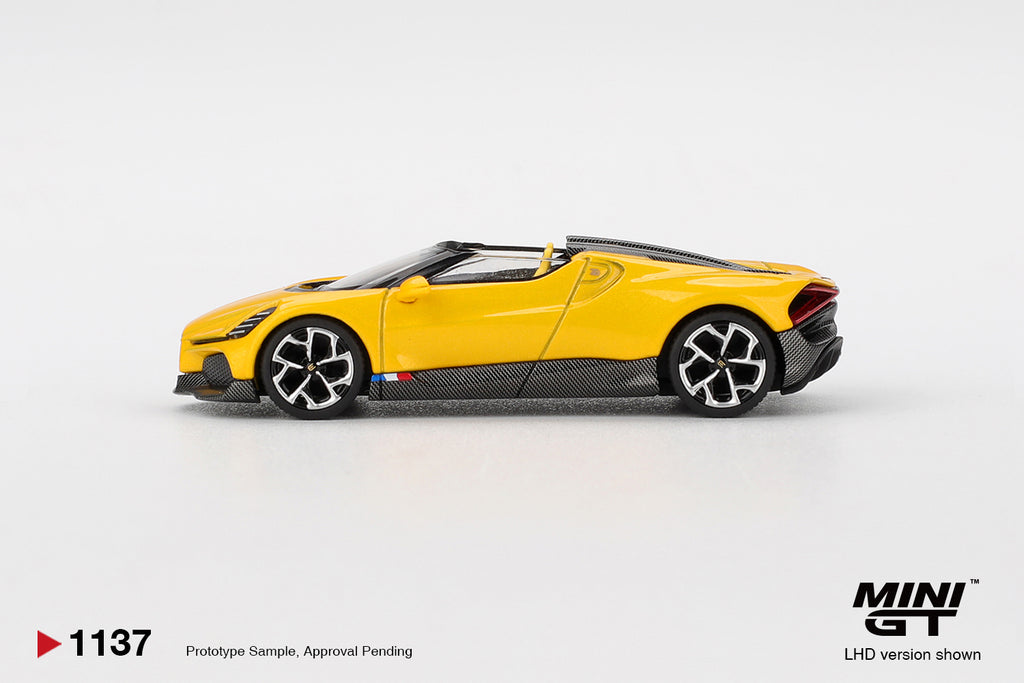 Mini GT 1/64 Bugatti W16 Mistral Yellow MGT01137-L Diecast Scale Model