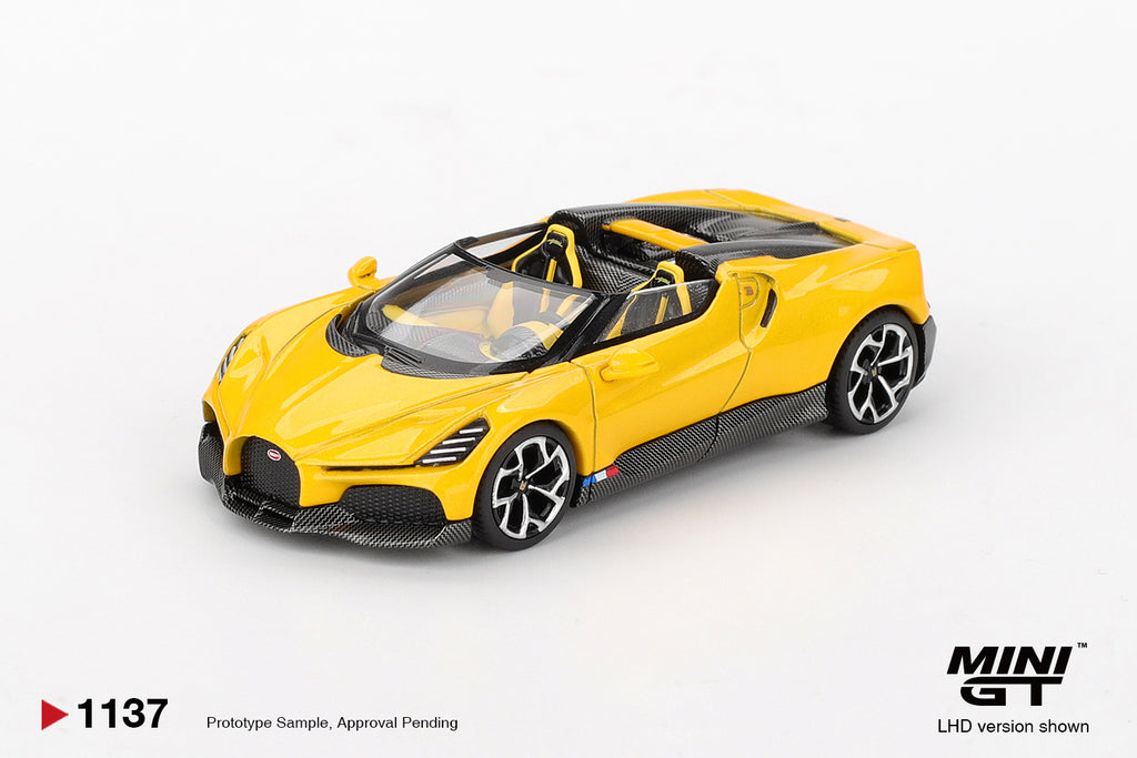 Mini GT 1/64 Bugatti W16 Mistral Yellow MGT01137-L Diecast Scale Model