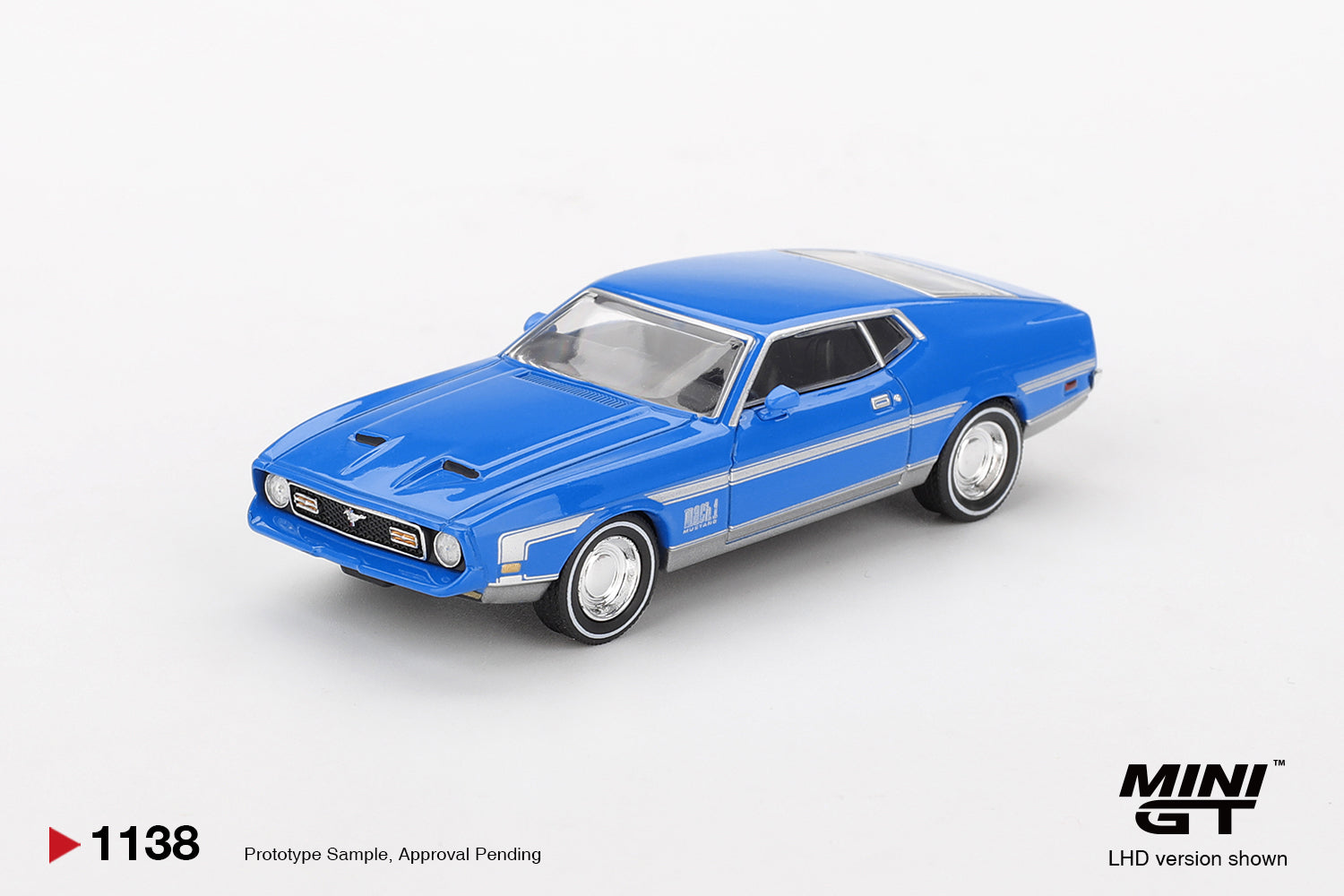Mini GT 1/64 Ford Mustang Mach 1 Grabber Blue MGT01138-L Diecast Scale Model
