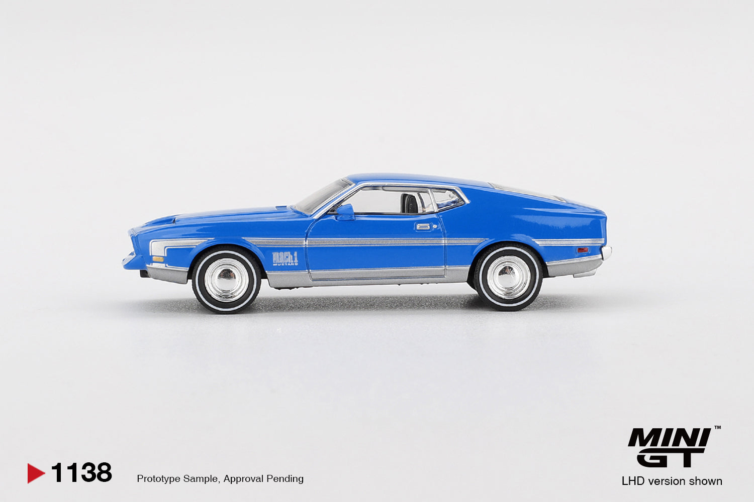 Mini GT 1/64 Ford Mustang Mach 1 Grabber Blue MGT01138-L Diecast Scale Model