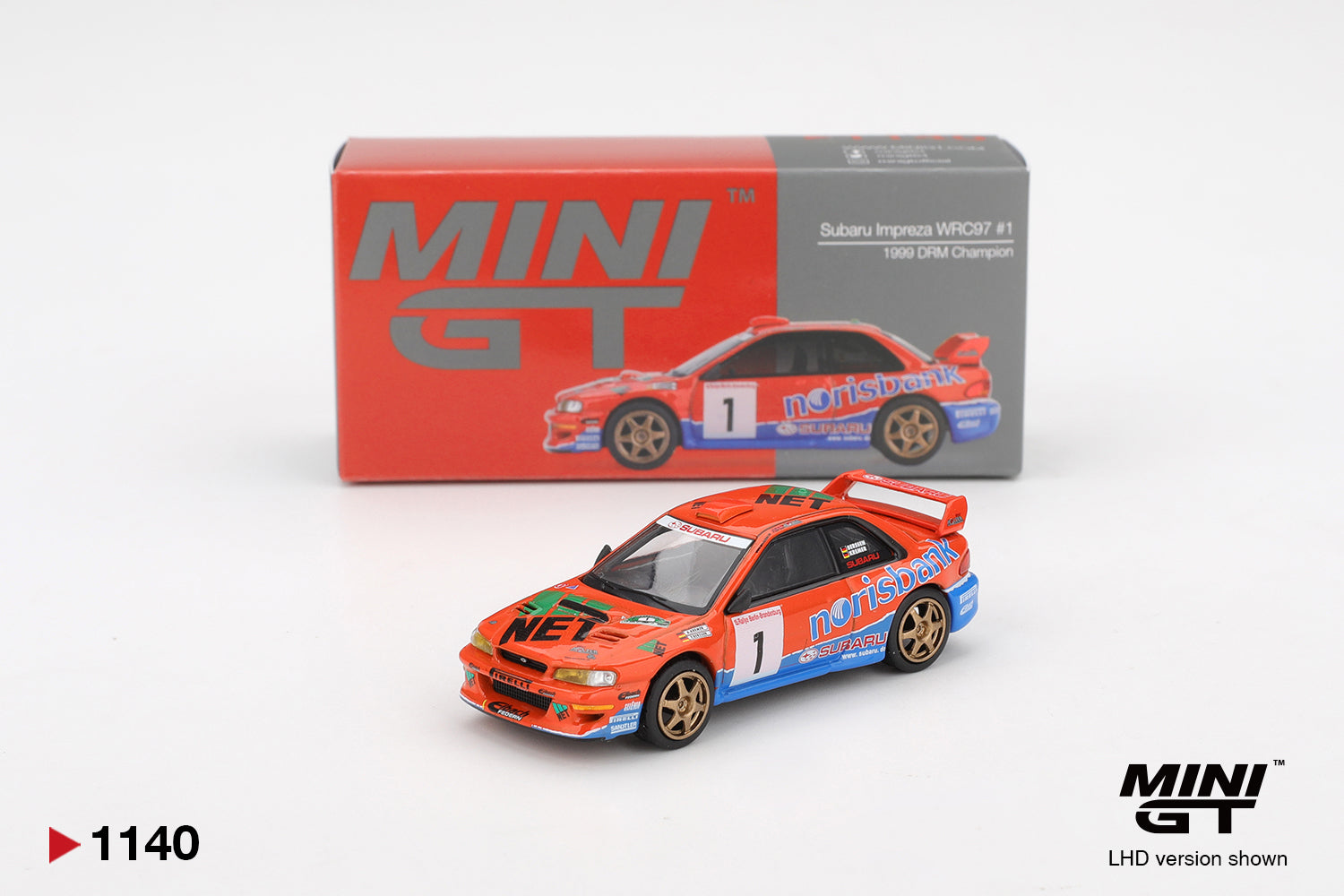 Mini GT 1/64 Subaru Impreza WRC97 #1 1999 DRM Champion MGT01140-L Diecast Scale Model