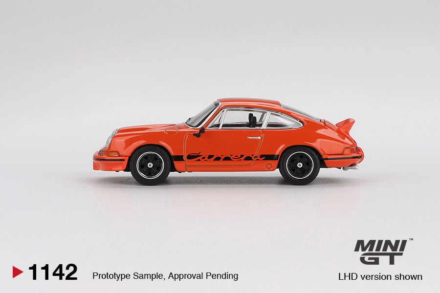 Mini GT 1/64 Porsche 911 Carrera RS 2.7 Tangerine with Black Livery MGT01142-L Diecast Scale Model
