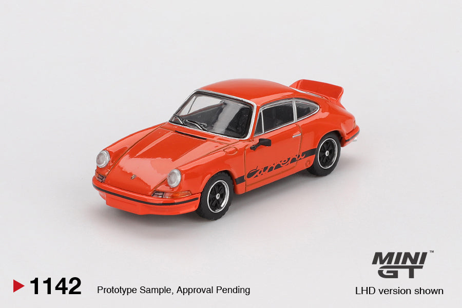 Mini GT 1/64 Porsche 911 Carrera RS 2.7 Tangerine with Black Livery MGT01142-L Diecast Scale Model