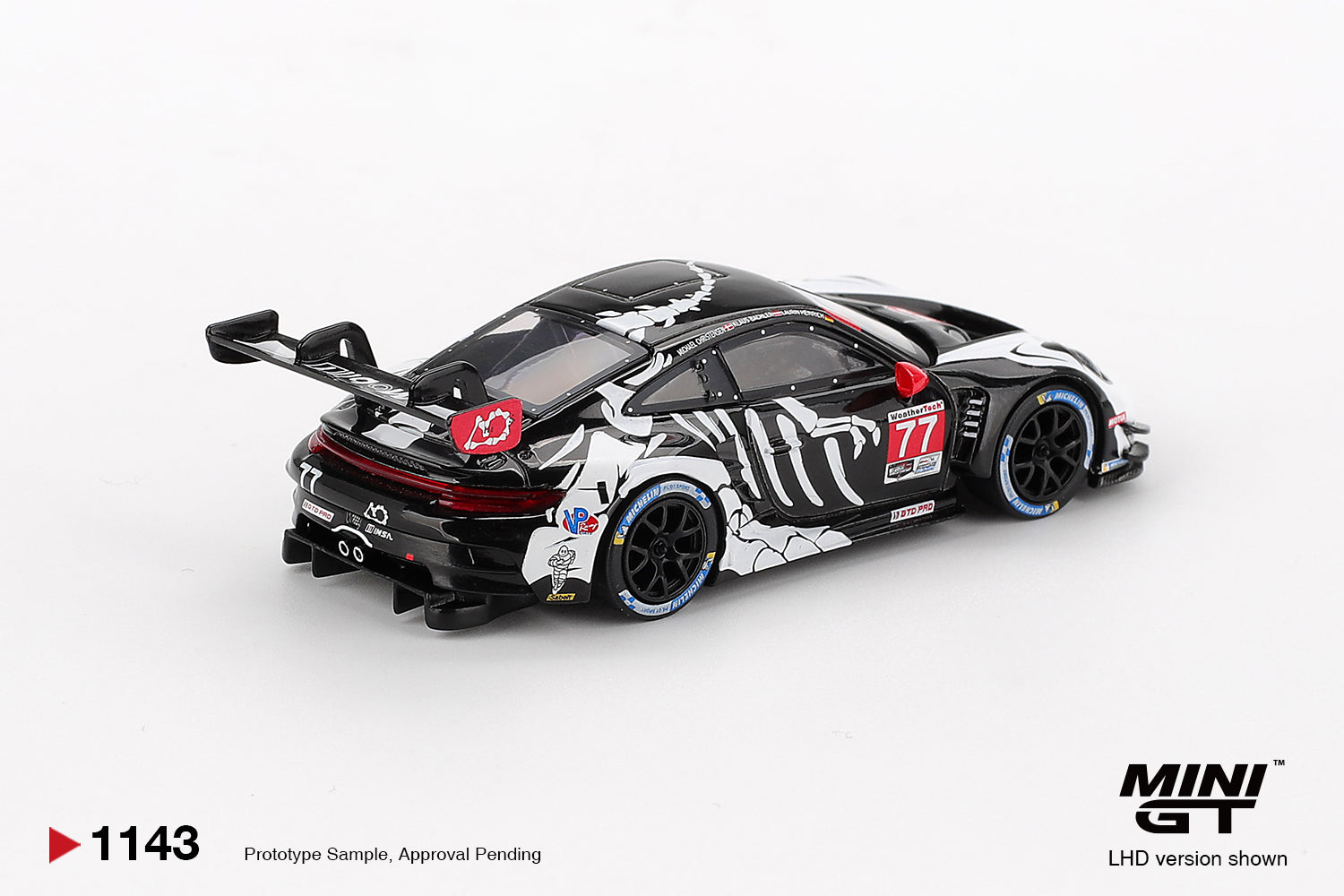 Mini GT 1/64 Porsche 911 GT3 R #77 AO Racing 2025 IMSA Petit Le Mans MGT01143-L Diecast Scale Model Car