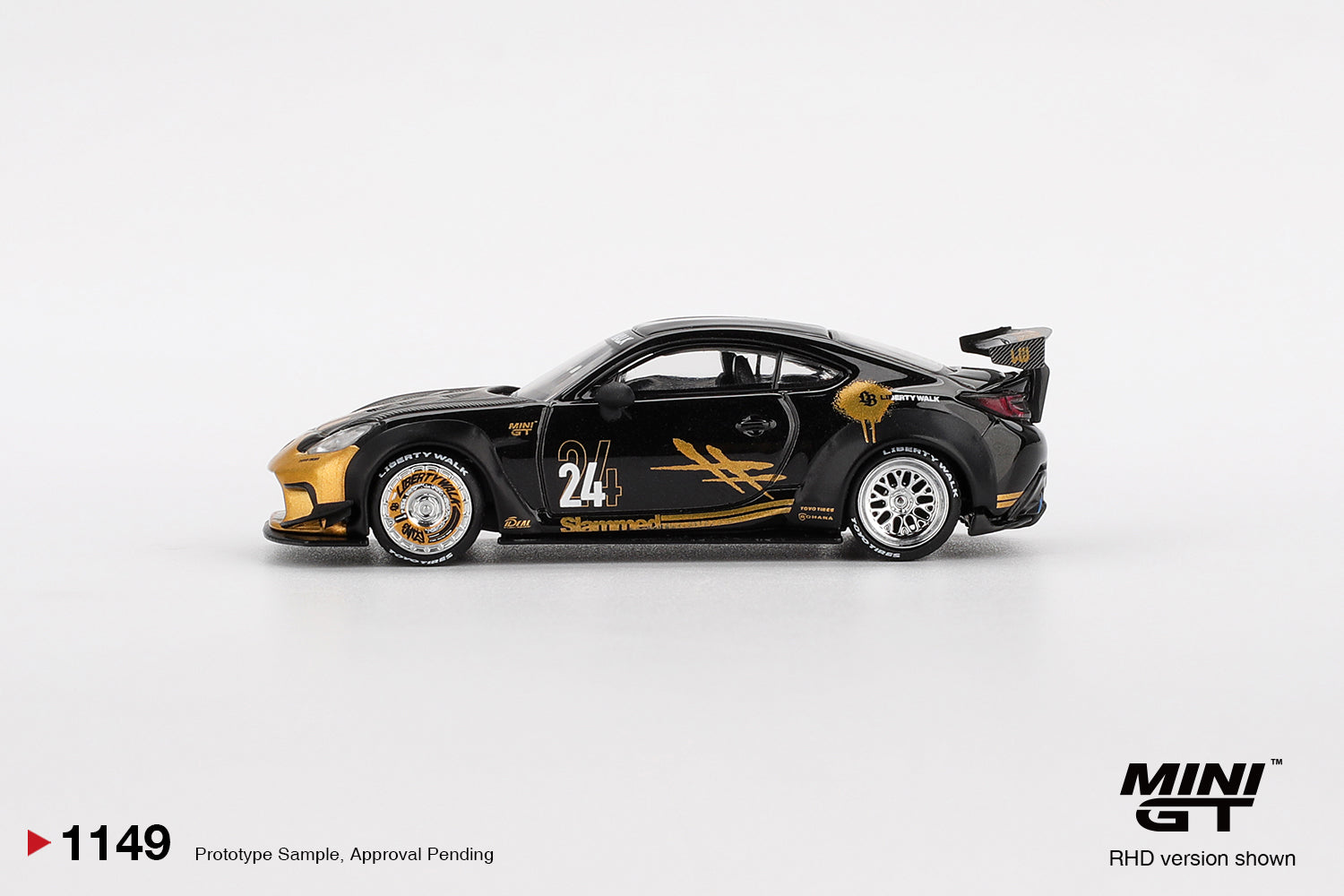 Mini GT 1/64 Toyota GR86 LB★Nation Black / Gold MGT01149-R Diecast Scale Model