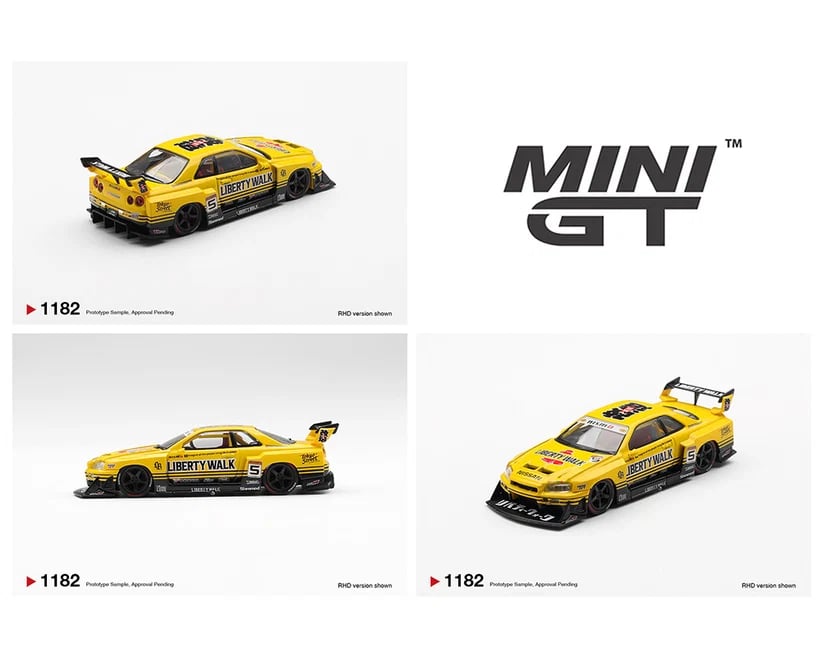 Mini GT 1/64 Nissan LB-ER34 Super Silhouette SKYLINE Sport Yellow MGT01182-R Diecast Scale Model