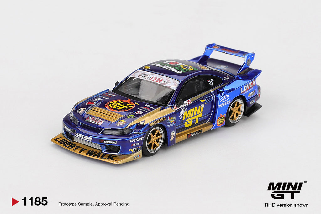 Mini GT 1/64 Nissan LB-Super Silhouette S15 SILVIA #555 Team MINI GT Liberty Walk 2025 Formula Drift Halloween Special MGT01185-R Diecast Scale Model