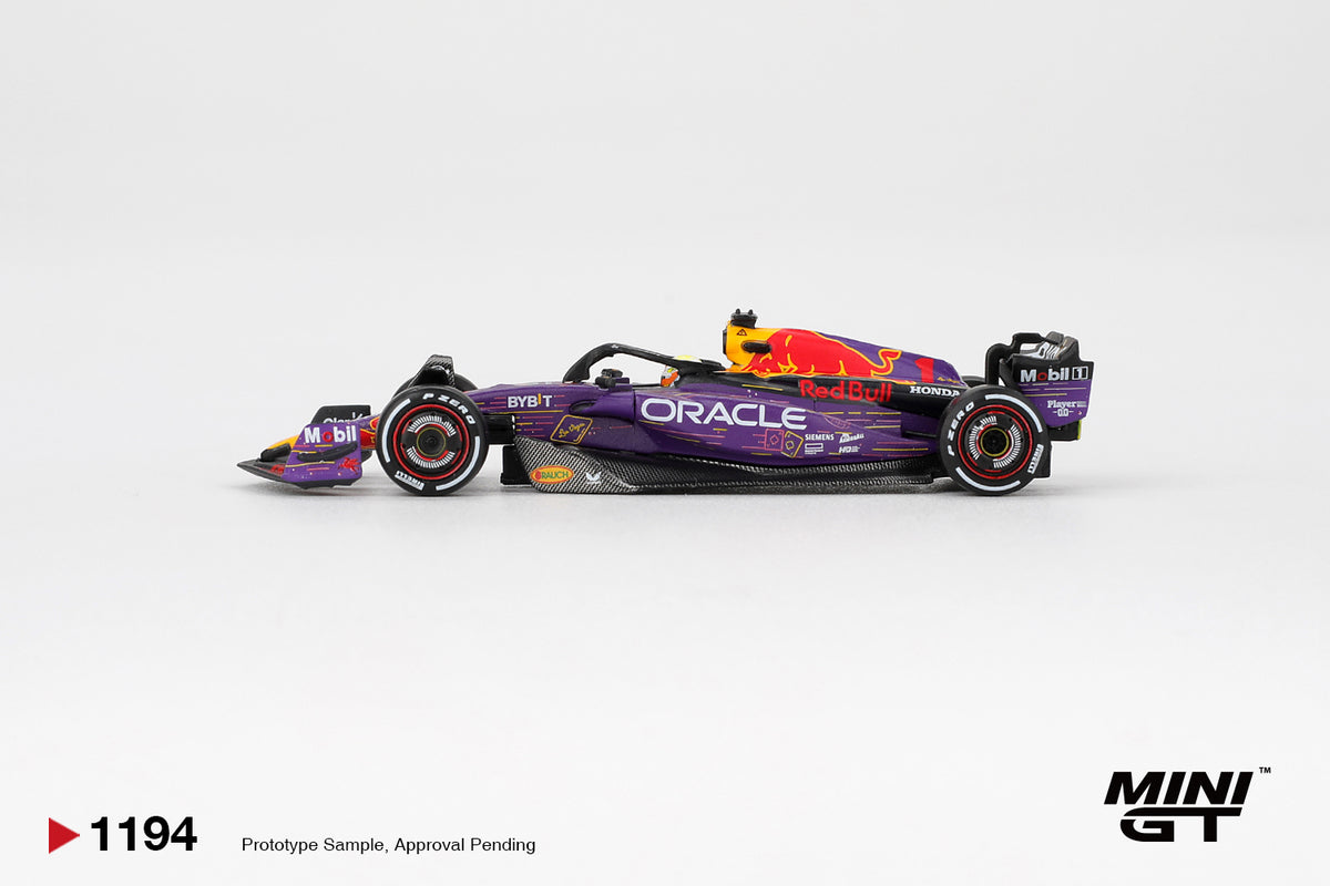 Mini GT 1/64 Oracle Red Bull Racing RB19 #1 Max Verstappen 2023 F1 2023 Las Vegas GP Winner MGT01194-L Diecast Scale Model