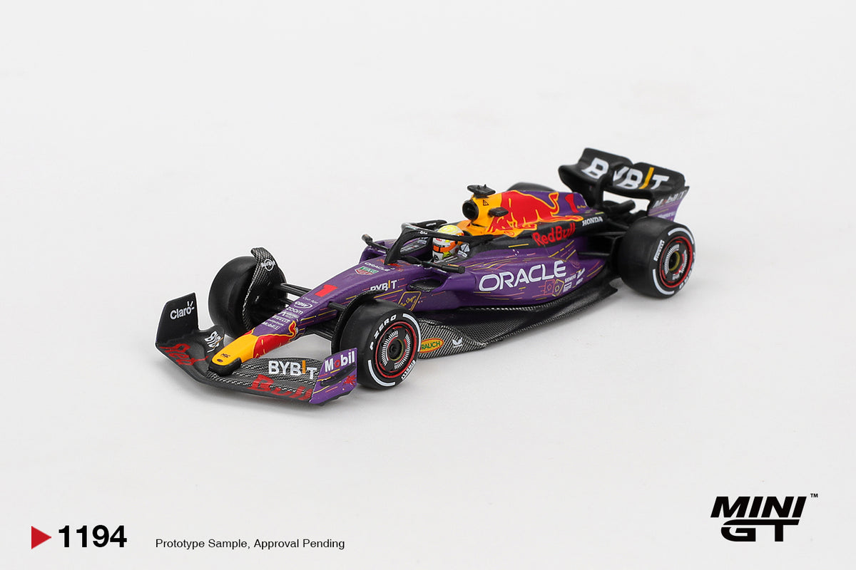 Mini GT 1/64 Oracle Red Bull Racing RB19 #1 Max Verstappen 2023 F1 2023 Las Vegas GP Winner MGT01194-L Diecast Scale Model