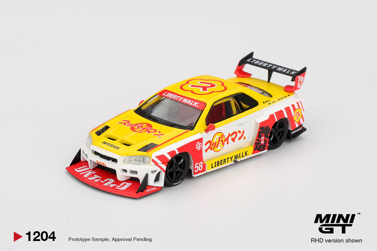 Mini GT 1/64 Nissan LB-ER34 Super Silhouette SKYLINE Suppaiman Okinawa MGT01204-R Diecast Scale Model