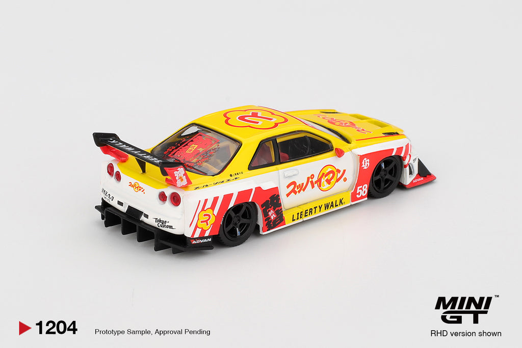 Mini GT 1/64 Nissan LB-ER34 Super Silhouette SKYLINE Suppaiman Okinawa MGT01204-R Diecast Scale Model