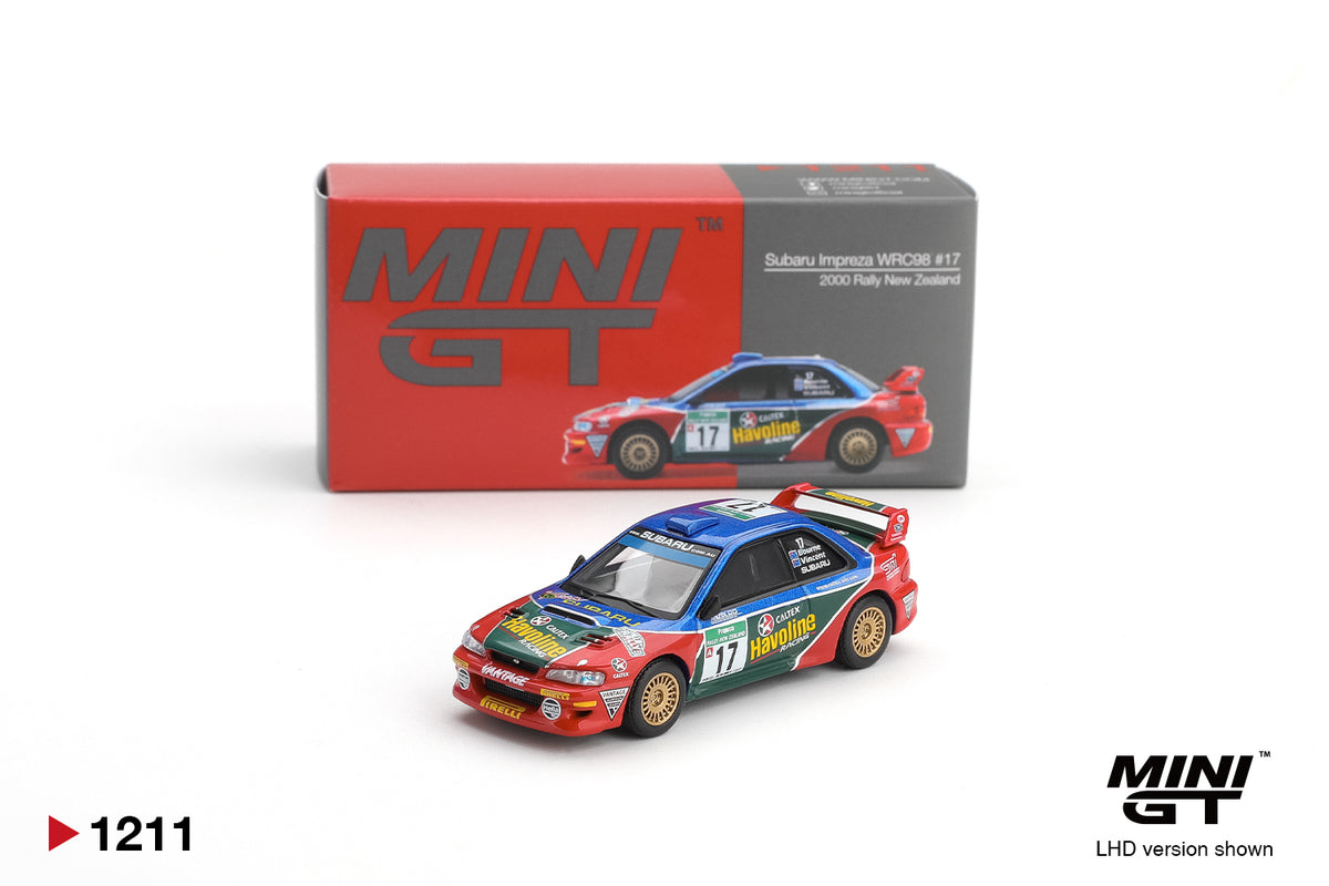 Mini GT 1/64 Subaru Impreza WRC98 #17 2000 Rally New Zealand MGT01211-L Diecast Scale Model