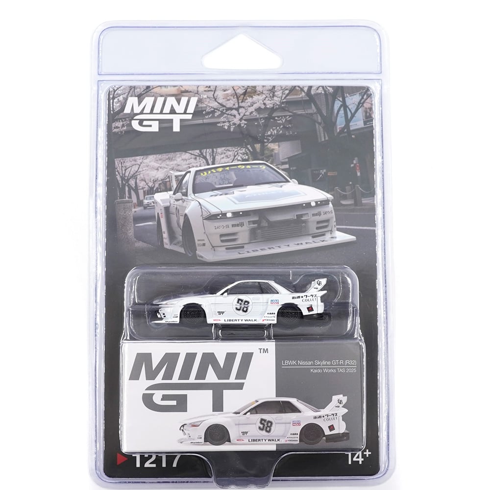 Mini GT 1/64 Nissan GT-R32 LBWK Kaido Works White TAS 2025 MGT01217-BL Diecast Scale Model