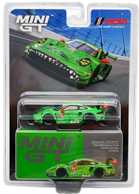 [PRE ORDER] Mini GT 1/64 Porsche 911 GT3 R #77 AO Racing 2024 IMSA Daytona 24 Hrs #889 MGT01218-BL Diecast Scale Model