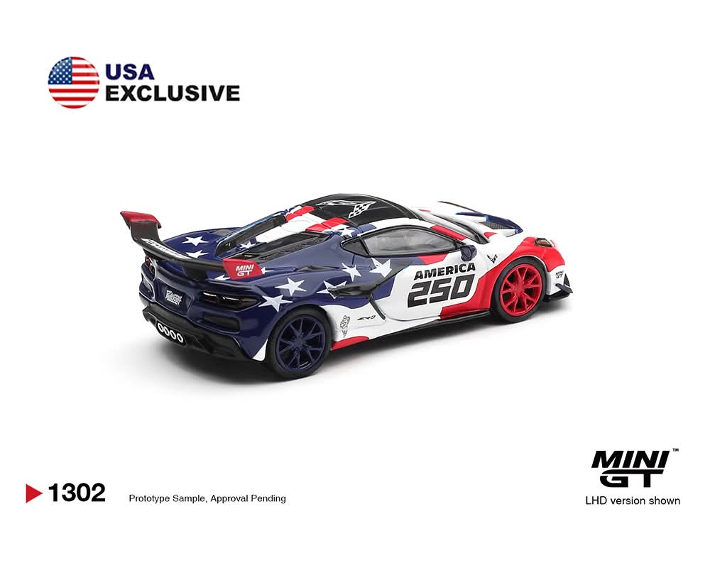 [PRE ORDER] Mini GT 1/64 Chevrolet Corvette ZR1 America 250 USA Exclusive LHD Blister MGT01302-BL Diecast Scale Model