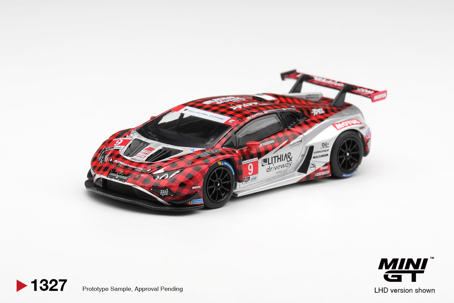 [PRE ORDER] Mini GT 1/64 "Lamborghini Huracan GT3 EVO2 #9  Pfaff Motorsports 2025 IMSA WeatherTech GTD Pro" MGT01327-L  Diecast Scale Model Car