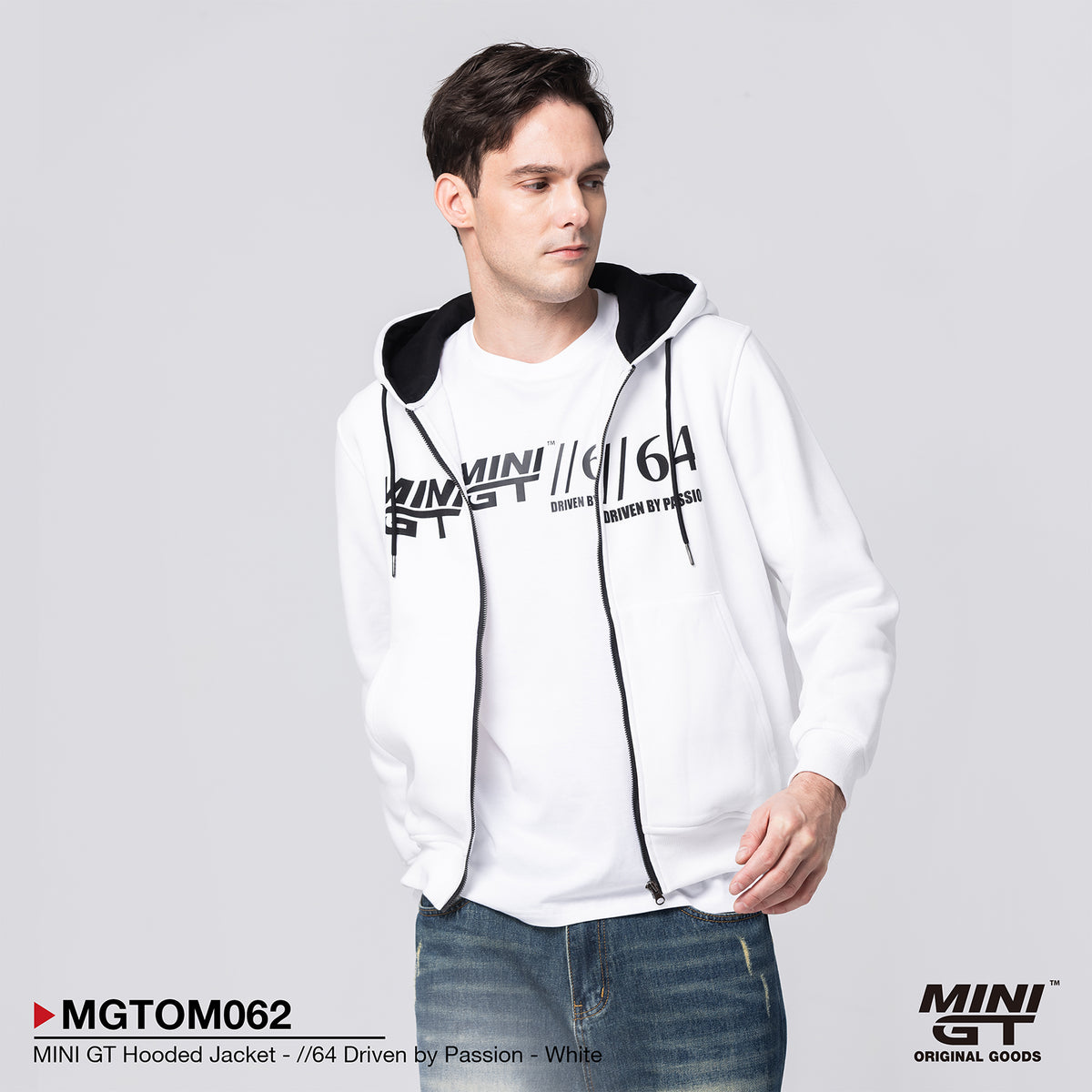 Mini GT Hooded Jacket //64 Driven by Passion White Medium MGTOM062-M