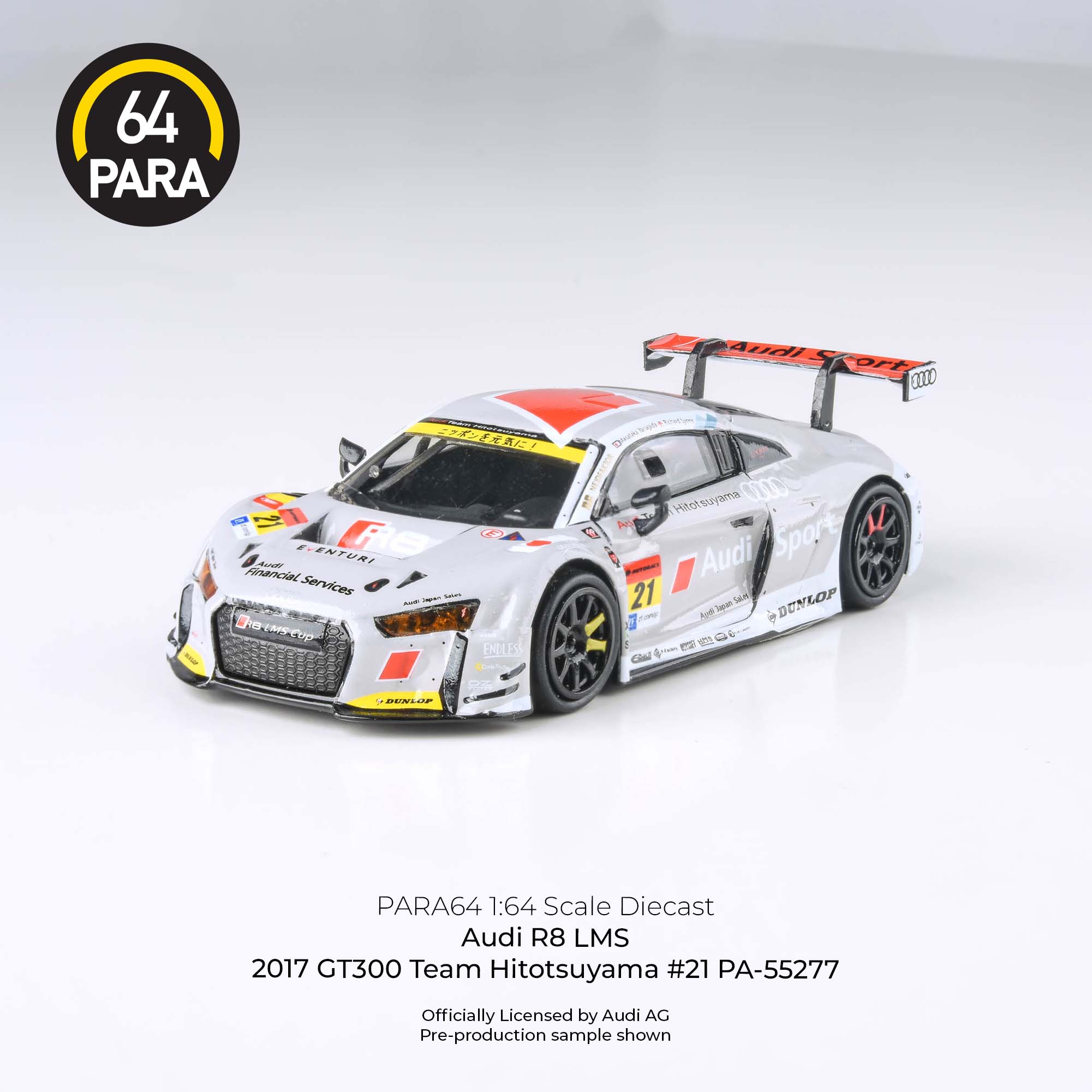 Para64 1/64 Audi R8 LMS 2017 GT300 Team Hitotsuyama #21 PA55277 Diecast Model Car
