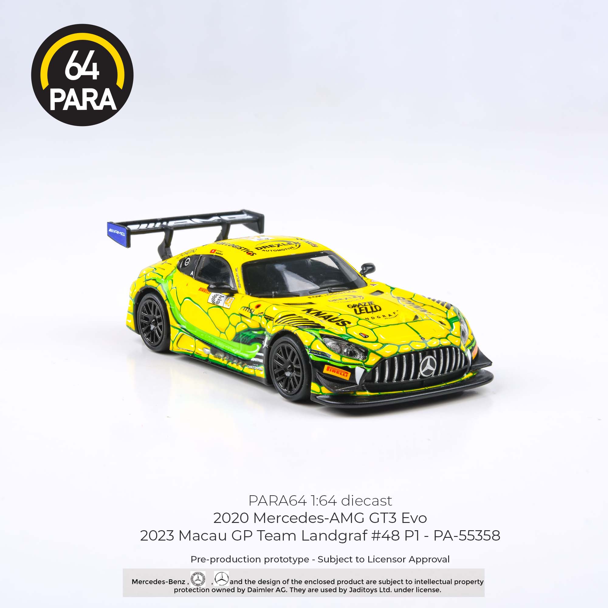 Para64 1/64 2020 Mercedes- AMG GT3 Evo 2023 Macau GP Team Landgraf # 48 P1 PA - 55358 Diecast Scale Model