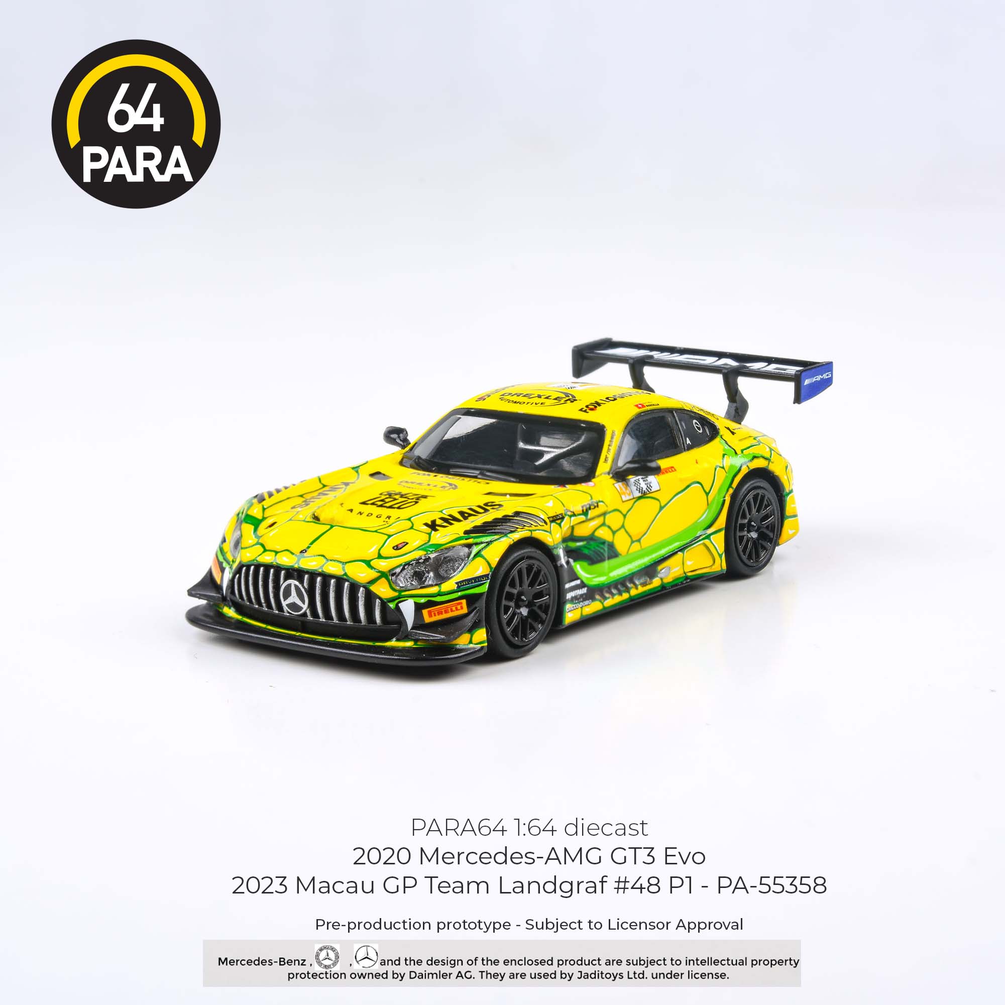 Para64 1/64 2020 Mercedes- AMG GT3 Evo 2023 Macau GP Team Landgraf # 48 P1 PA - 55358 Diecast Scale Model