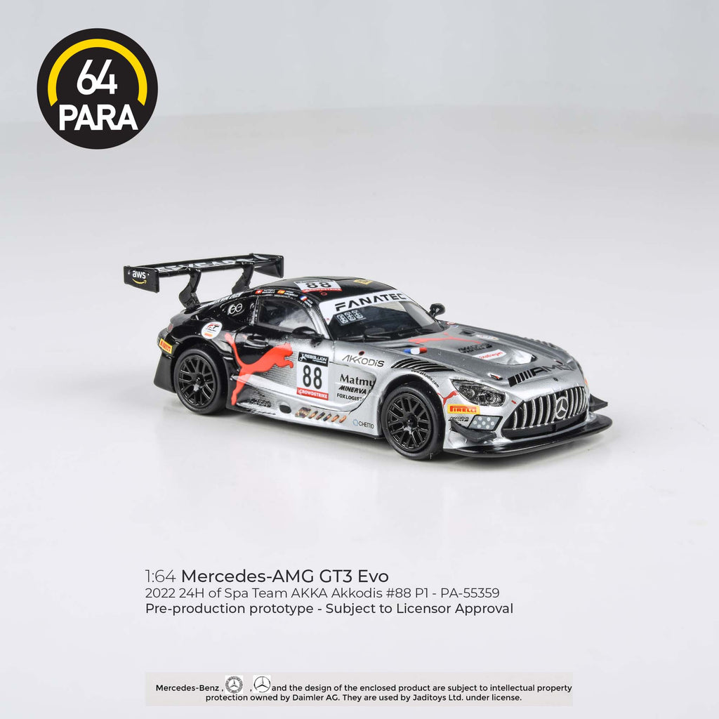 Para64 1/64 Mercedes-AMG GT3 Evo 2022 24H of Spa Team AKKA Akkodis #88P1 - PA-55359 Diecast Scale Model Car