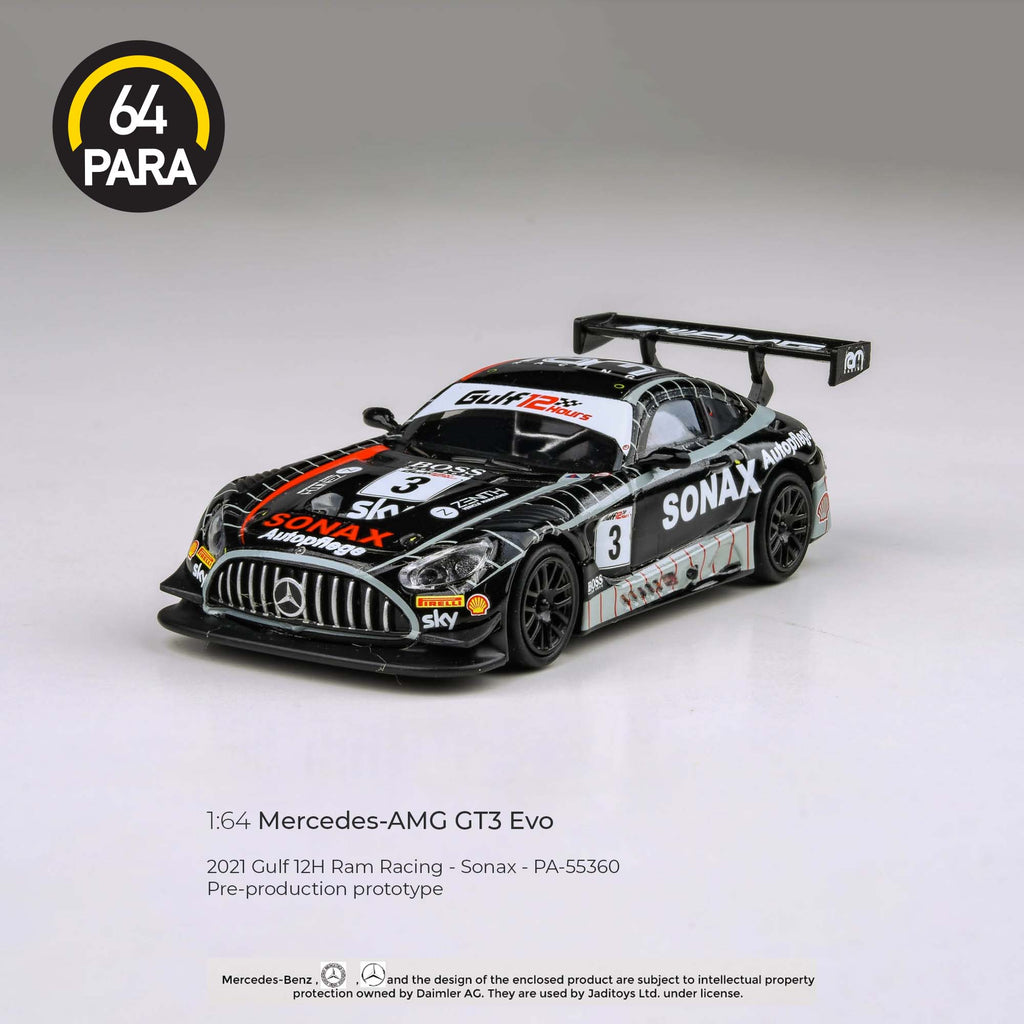 Para64 1/64 Mercedes-AMG GT3 2021 Gulf 12hr Ram Racing Sonax Livery PA55360  Diecast Scale Model Car