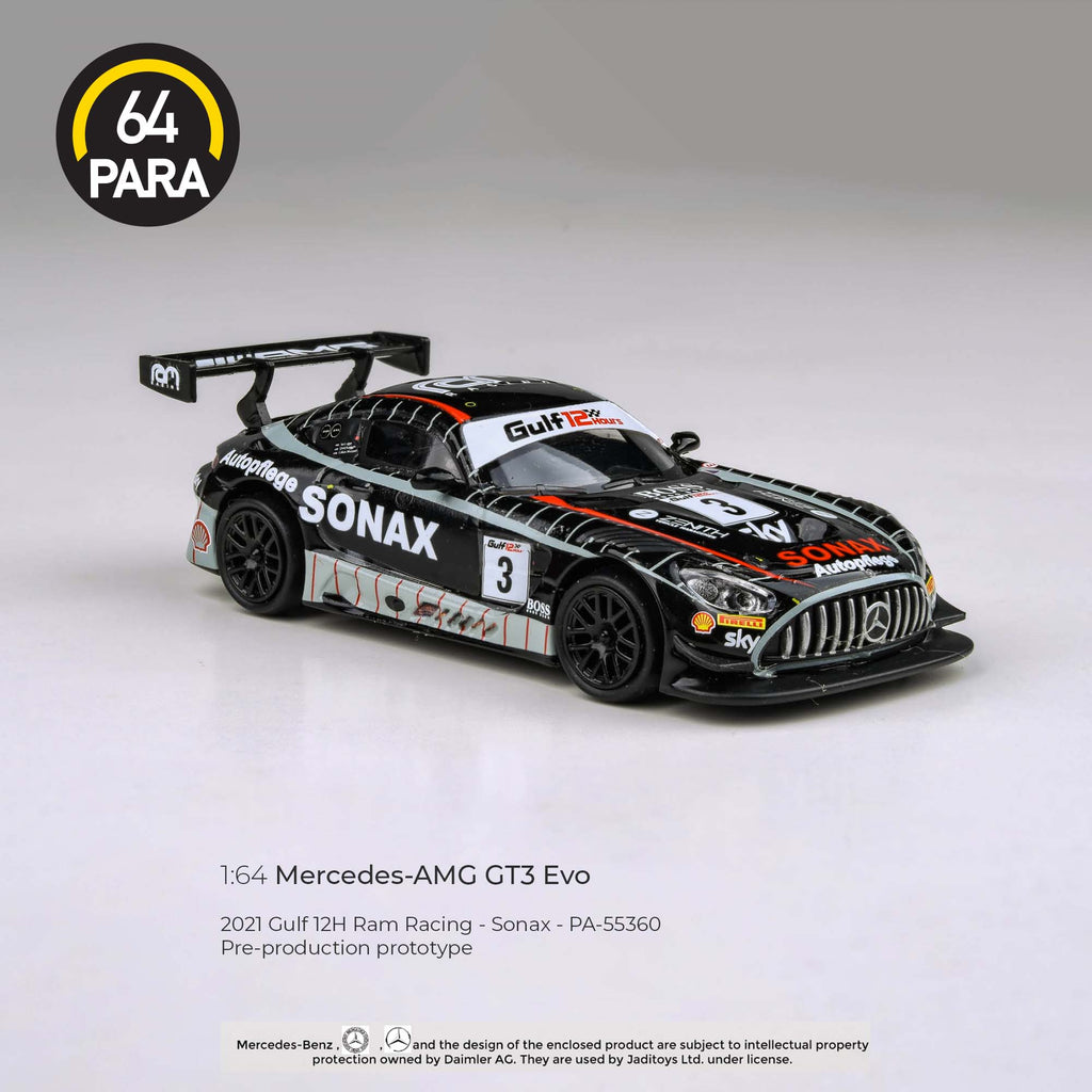 Para64 1/64 Mercedes-AMG GT3 2021 Gulf 12hr Ram Racing Sonax Livery PA55360  Diecast Scale Model Car