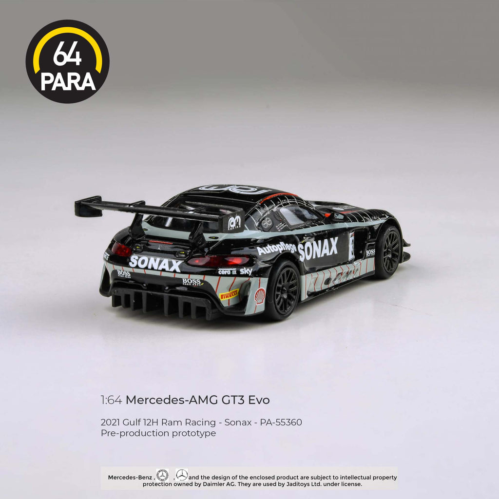 Para64 1/64 Mercedes-AMG GT3 2021 Gulf 12hr Ram Racing Sonax Livery PA55360  Diecast Scale Model Car