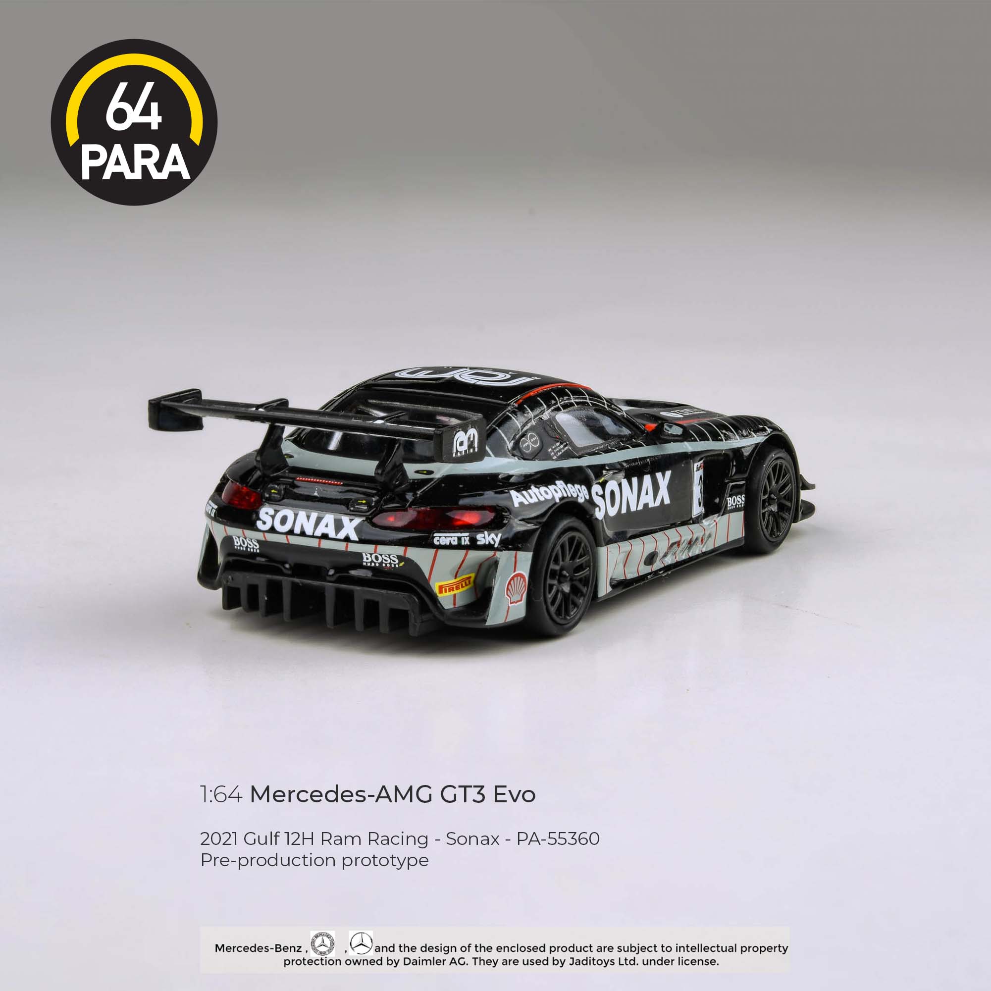 Para64 1/64 Mercedes-AMG GT3 2021 Gulf 12hr Ram Racing Sonax Livery PA55360  Diecast Scale Model Car