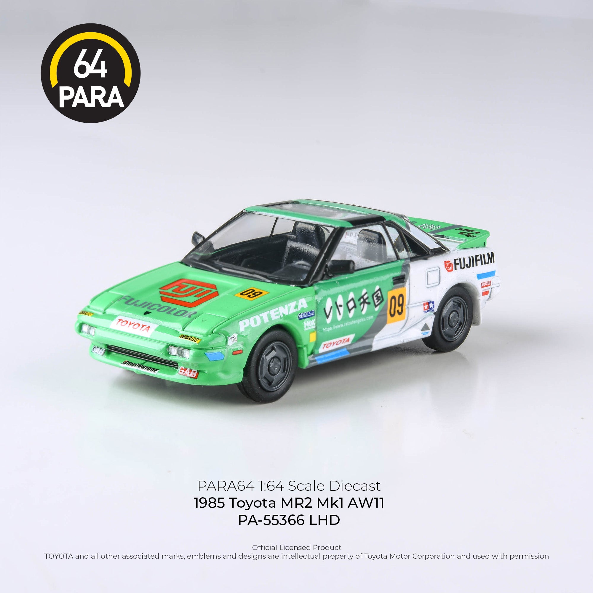 Para64 1/64 1985 Toyota MR2 MK1 AW11 Fujifilm PA55366 Diecast Scale Model Car