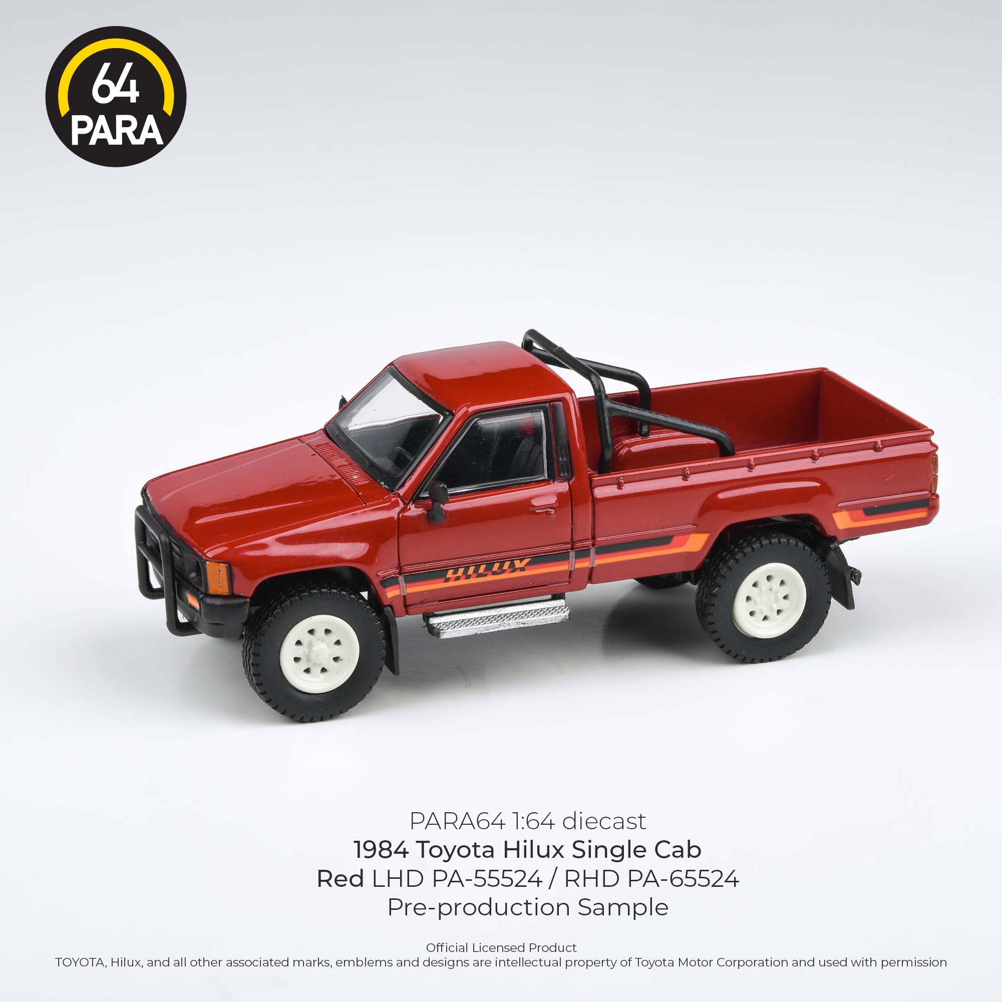 Para64 1/64 1984 Toyota Hilux Single Cab Red PA55524 Diecast Scale Model Car