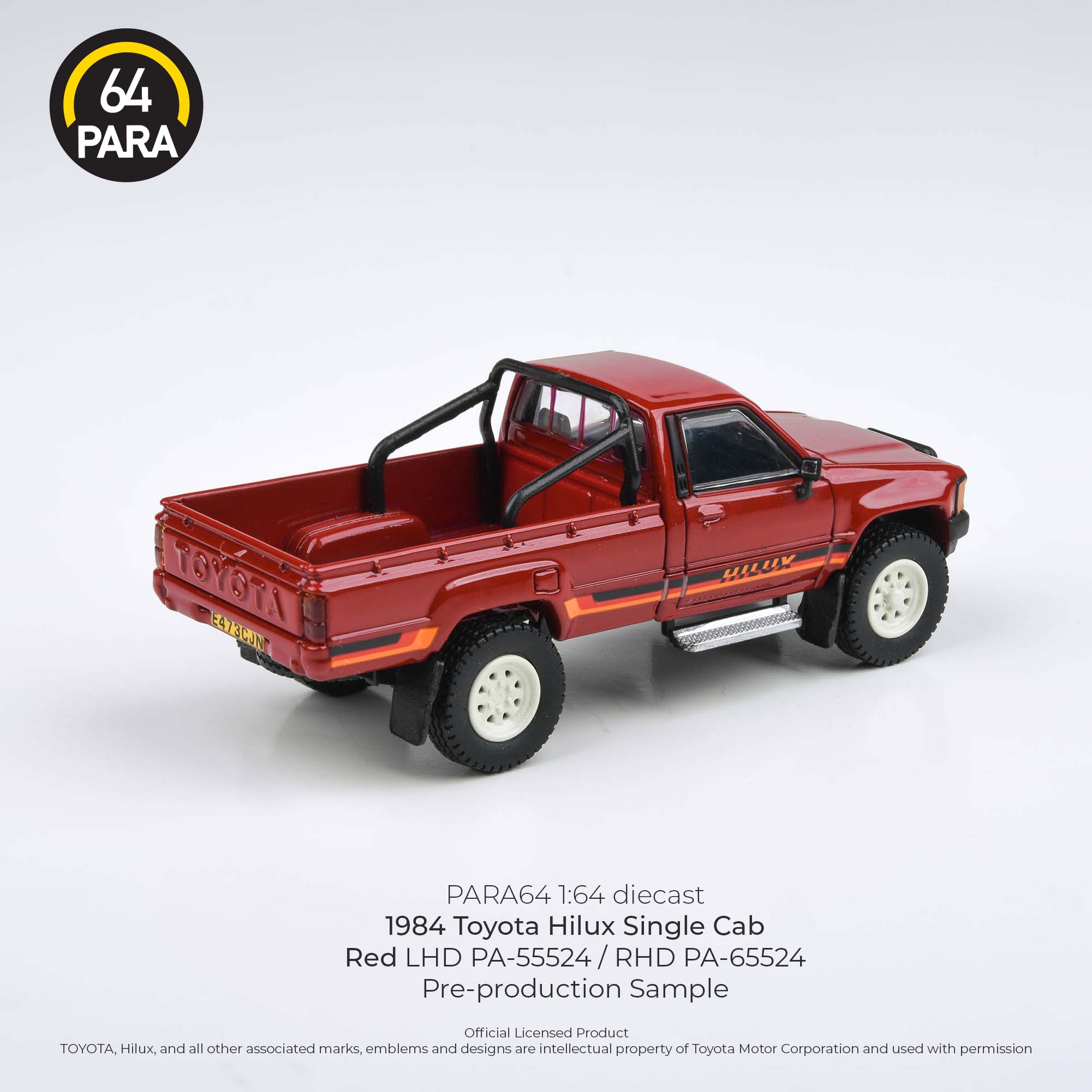 Para64 1/64 1984 Toyota Hilux Single Cab Red PA55524 Diecast Scale Model Car