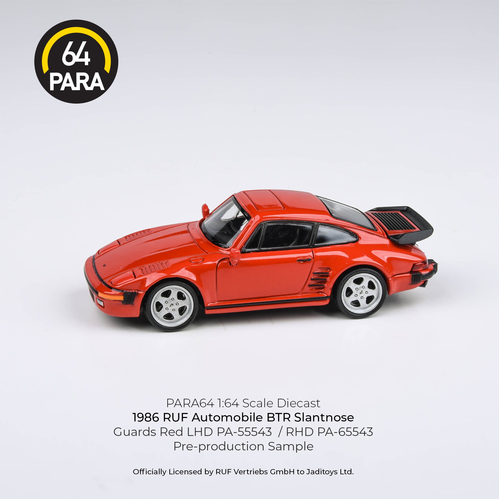 Para64 1/64 1986 RUF BTR Slantnose Guard Red LHD PA55543 Diecast Scale Model Car