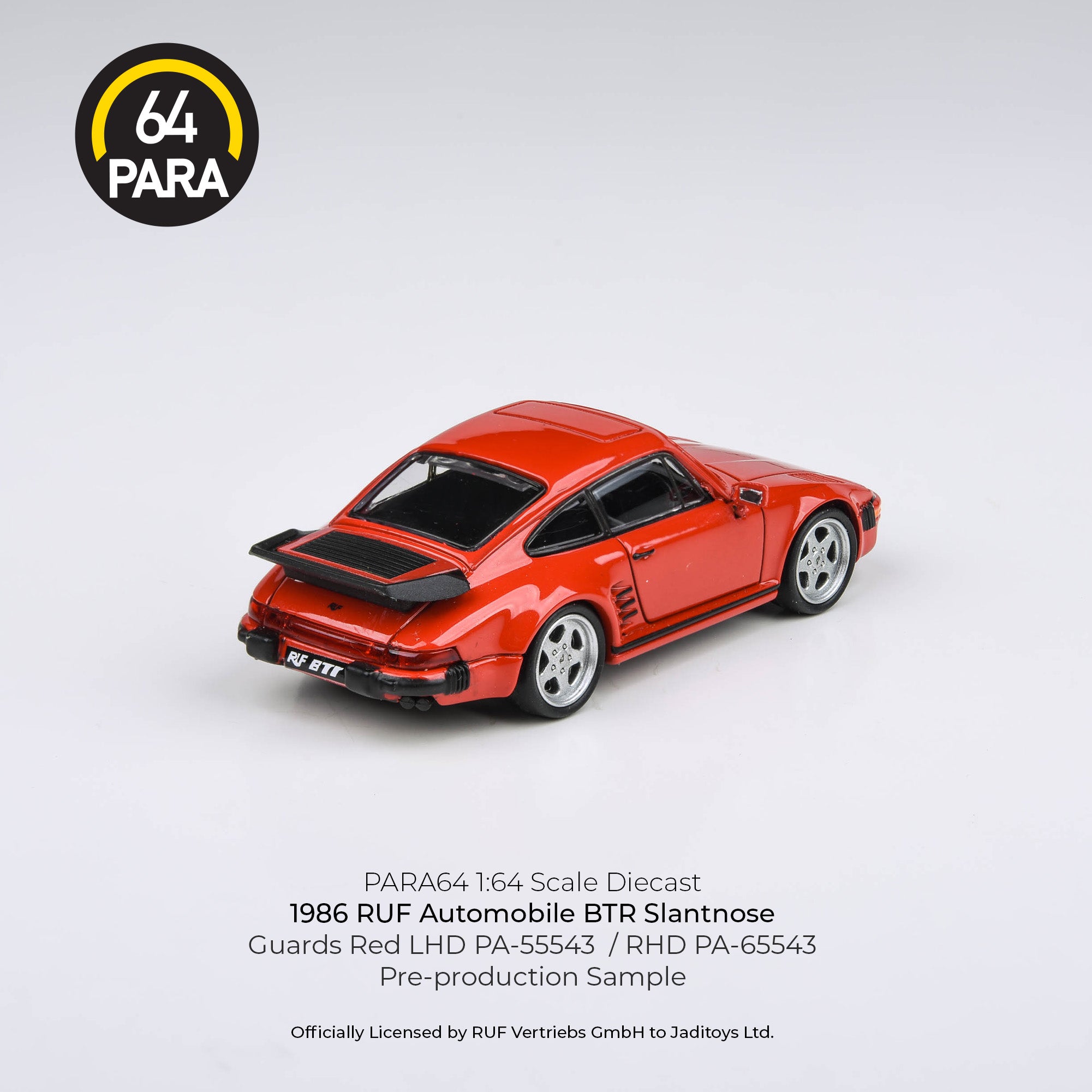 Para64 1/64 1986 RUF BTR Slantnose Guard Red LHD PA55543 Diecast Scale Model Car