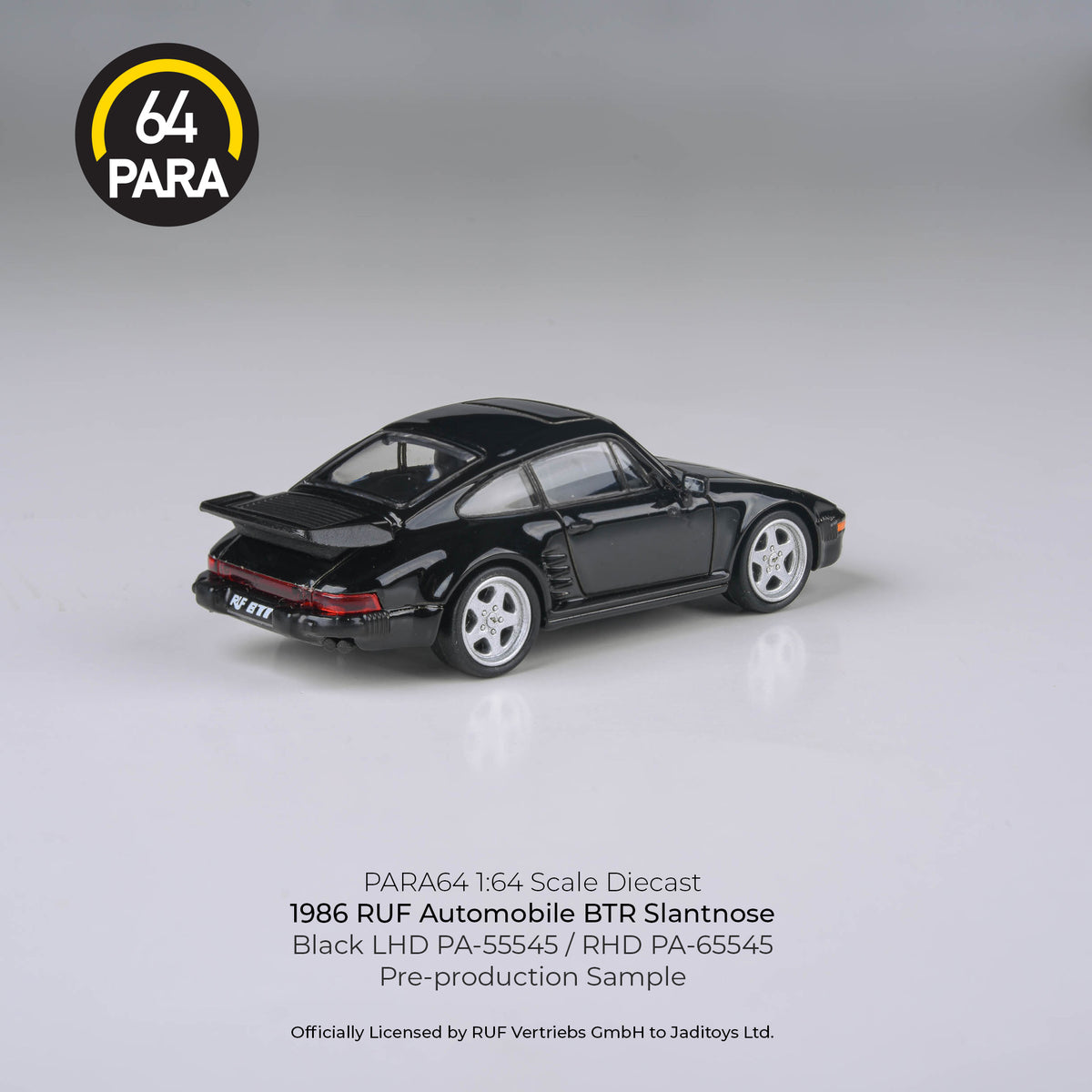Para64 1/64 RUF Automobile BTR Slantnose BLACK LHD PA-55545 Diecast Scale Model