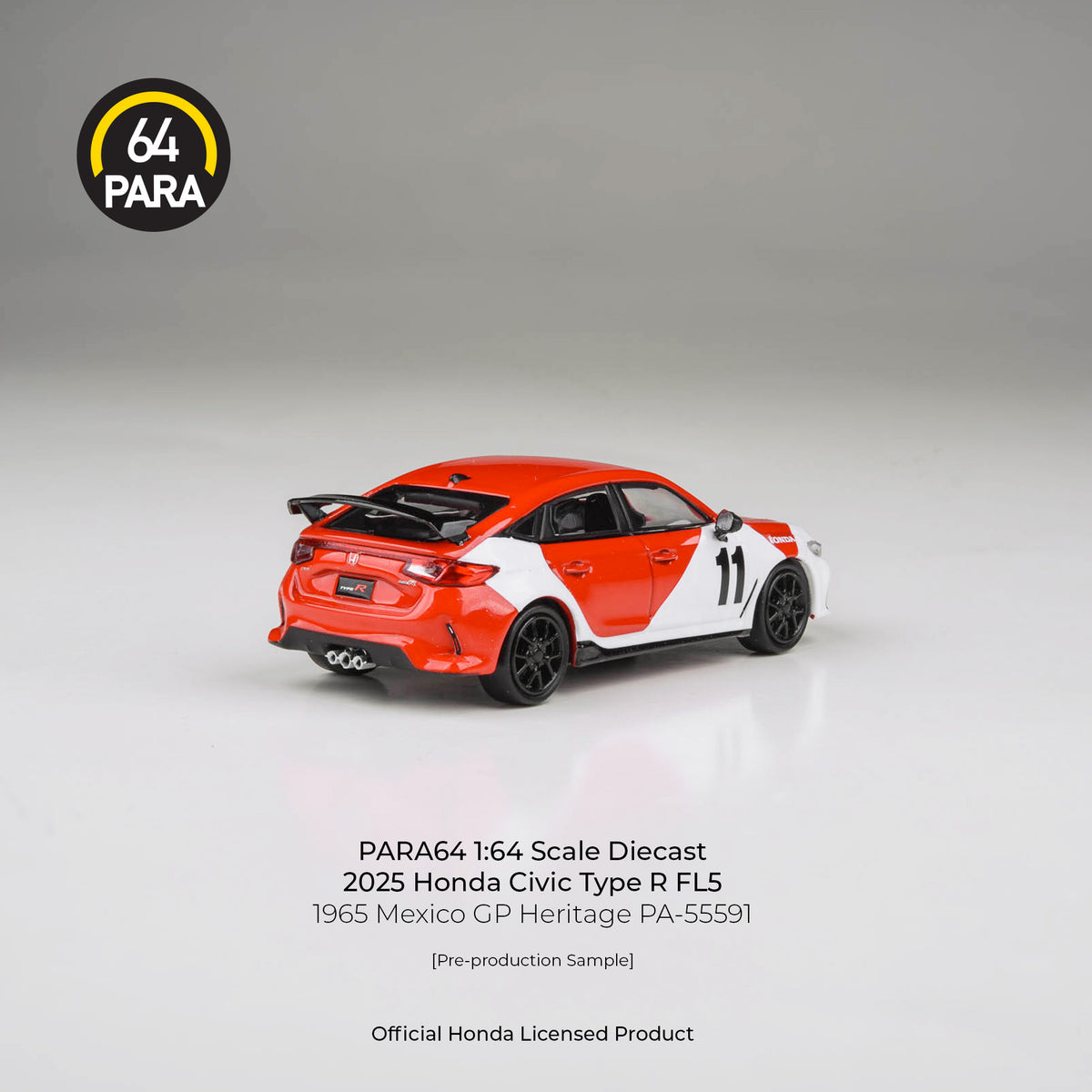 Para64 1/64 2025 Honda Civic Type R FL5 1965 Mexico GP Heritage PA-55591 Diecast Scale Model Car
