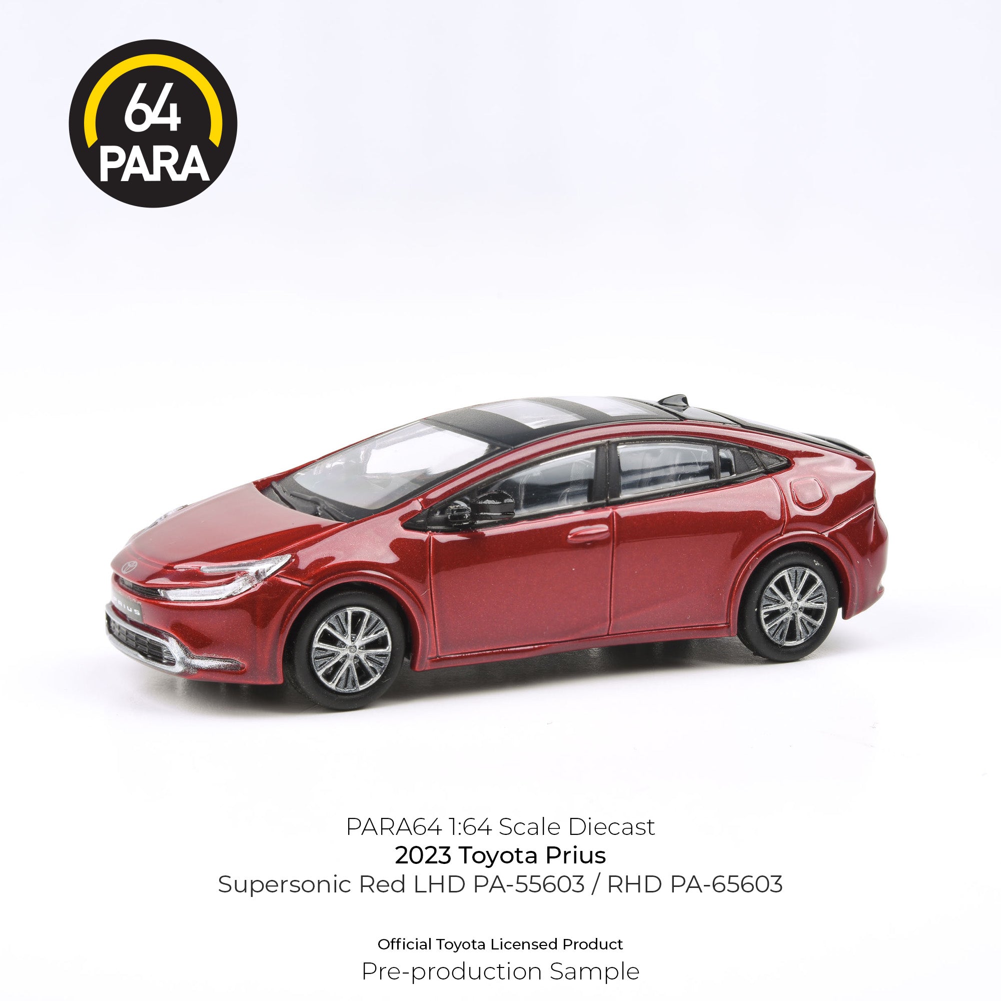 Para64 1/64 2023 Toyota Prius Supersonic Red LHD PA-55603 Diecast Scale Model