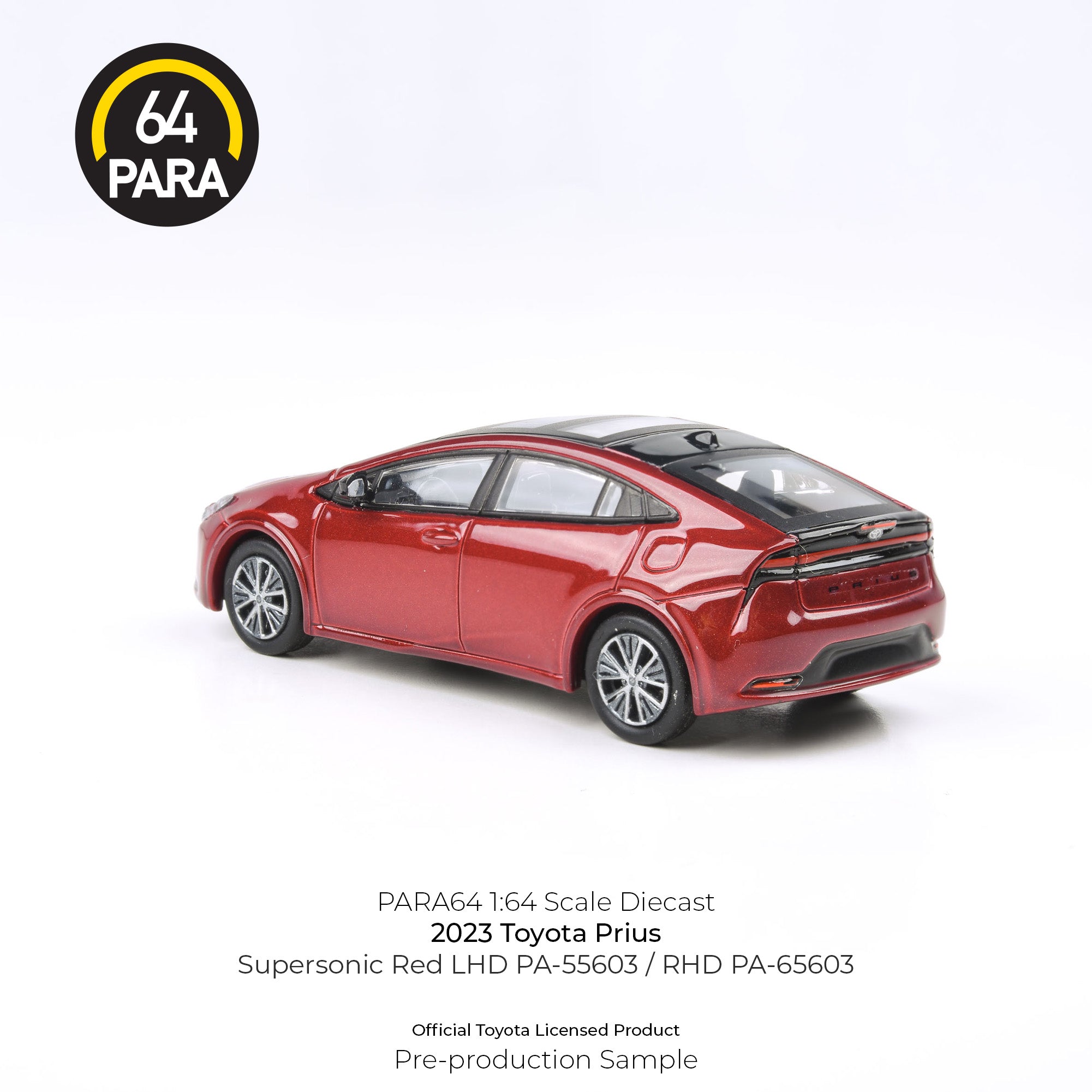 Para64 1/64 2023 Toyota Prius Supersonic Red LHD PA-55603 Diecast Scale Model