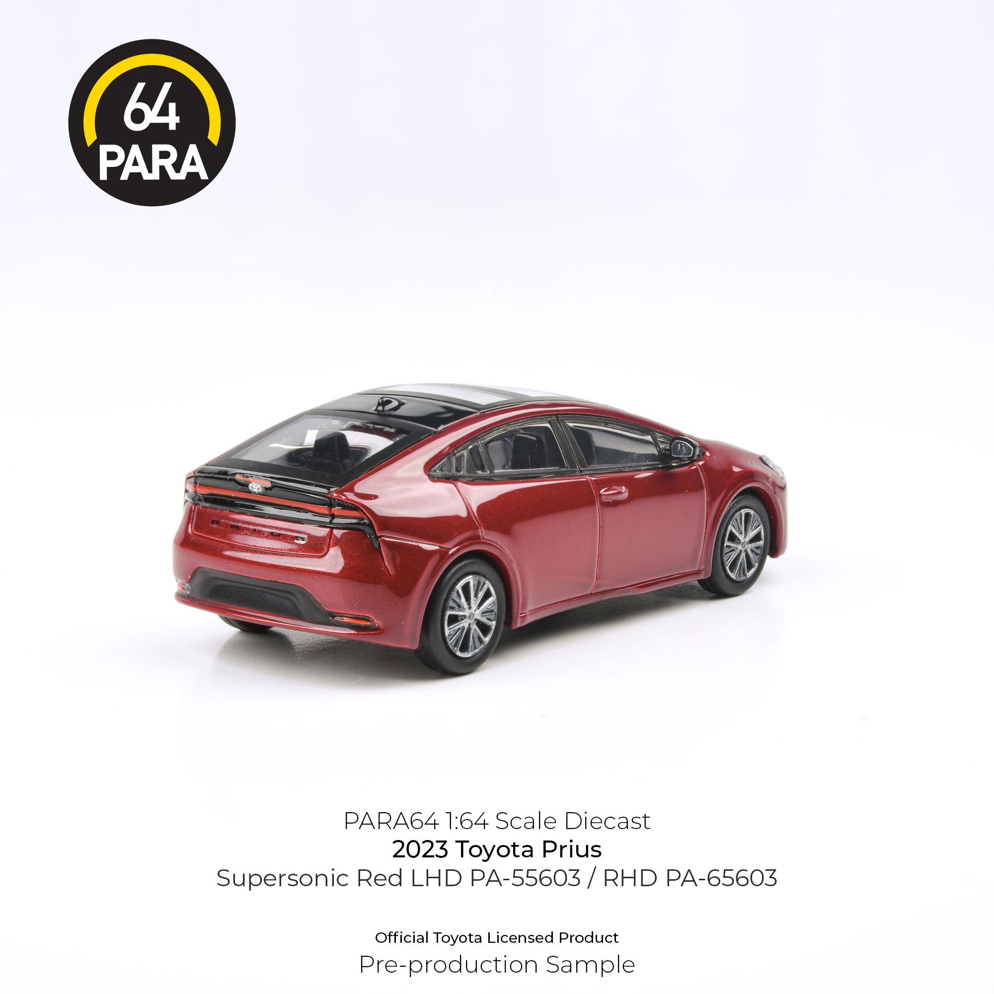Para64 1/64 2023 Toyota Prius Supersonic Red LHD PA-55603 Diecast Scale Model