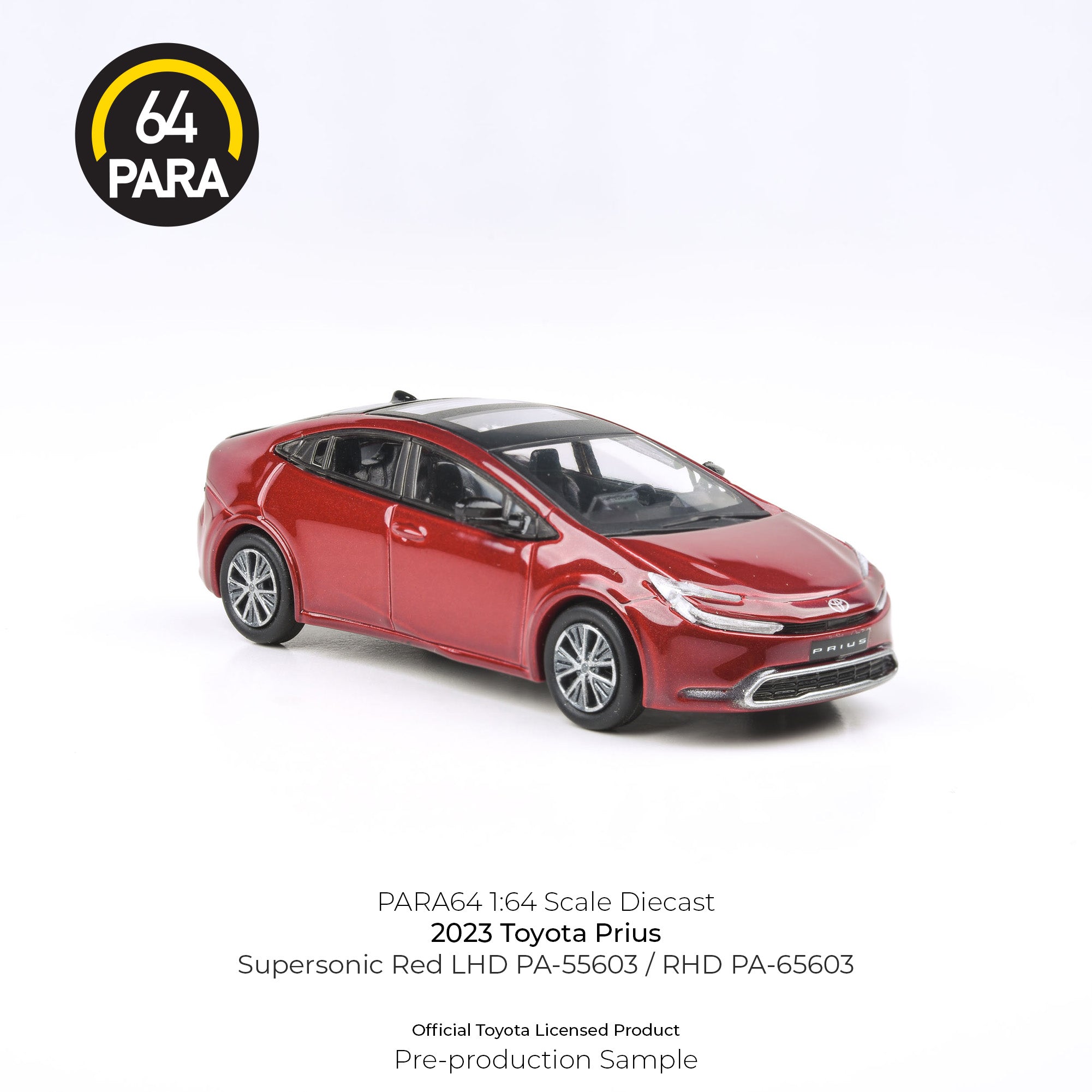 Para64 1/64 2023 Toyota Prius Supersonic Red LHD PA-55603 Diecast Scale Model